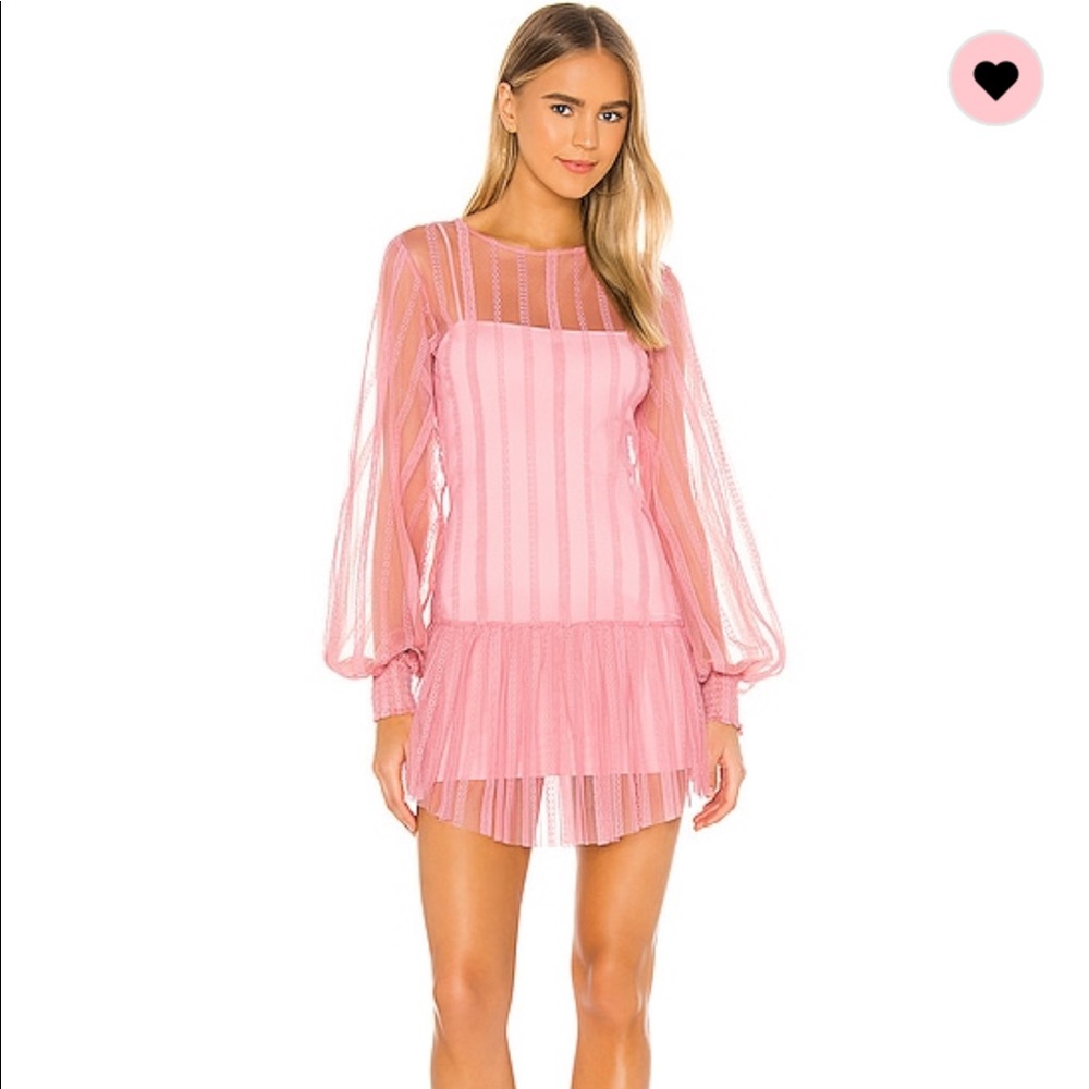 Pink Long Sleeve Sheer Revolve Dress